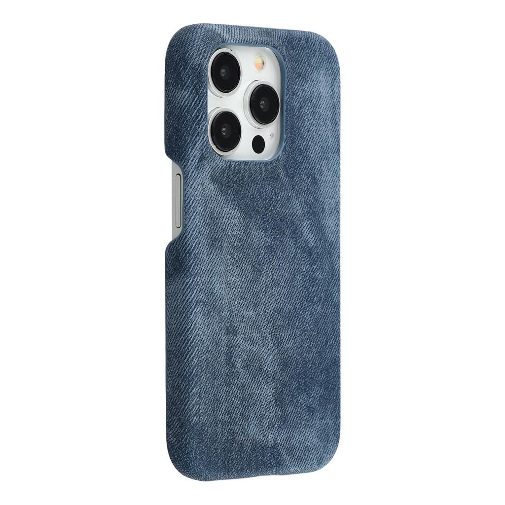 For iPhone 13 Pro Max Magnetic Case Denim Cloth Texture Leather + PC Shockproof Phone Cover