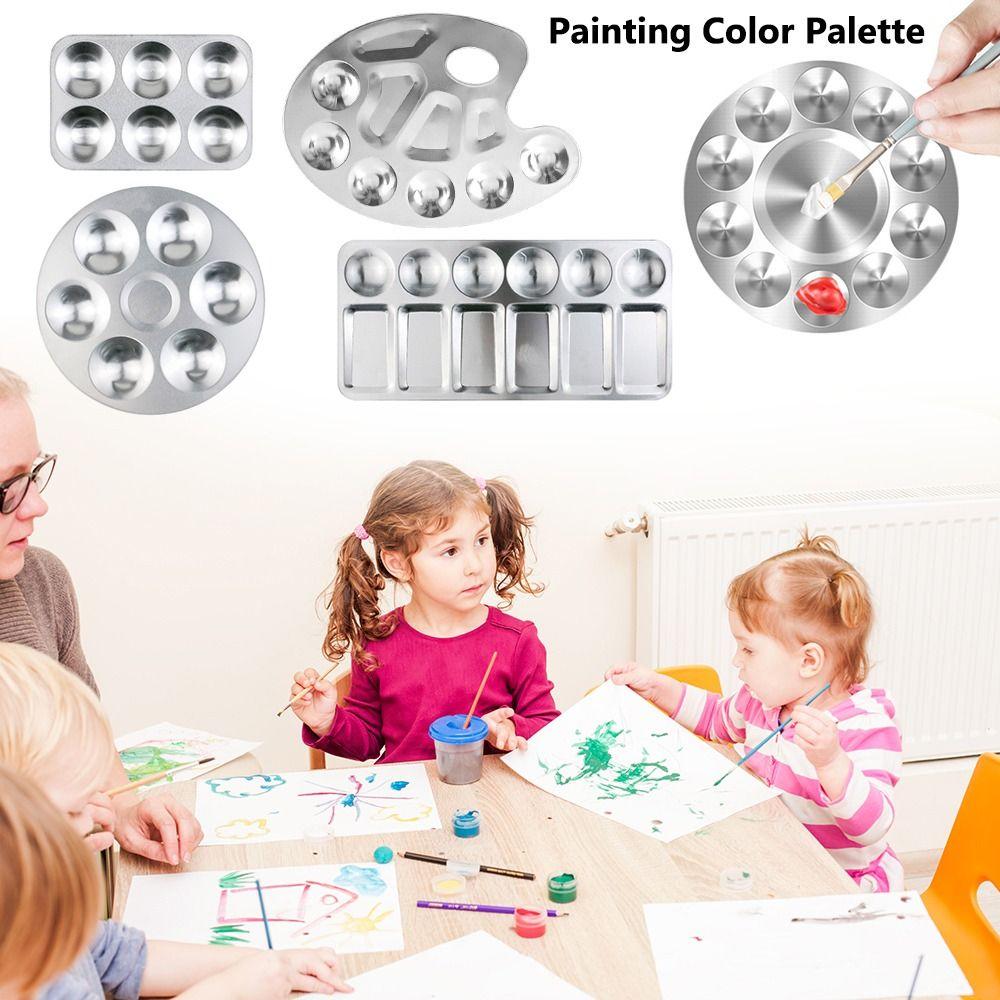 Circular/Rectangular Watercolor Palette Metal Mixing Paint Tray New Pigment Palette  Art Supplies