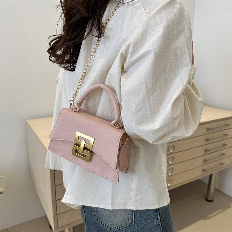 New trend retro women's casual fashion chain lock texture crossbody shoulder small square bag