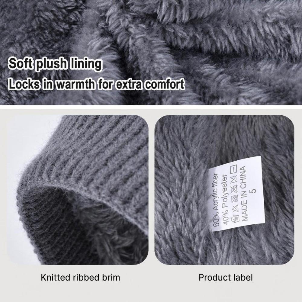 Ear Protection Warm Beanie Hat Windproof Fleece Lined Knitted Cap Fashion Knit Beanie Camping