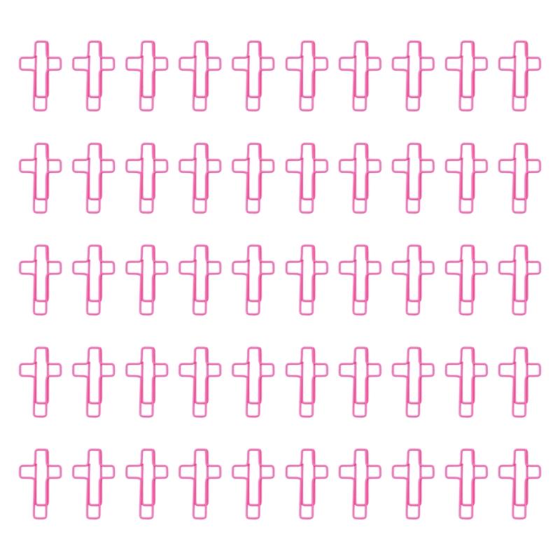 

50 шт. Паперові скріпки для журналу у формі хрестів, металеві скріпки, креативні кліпси для планера для офісу рожевий