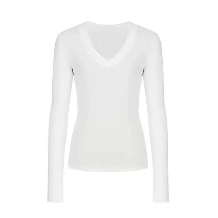 Women's Slim Fit V-Neck Retro T-Shirt: Versatile Autumn Base Layer Top