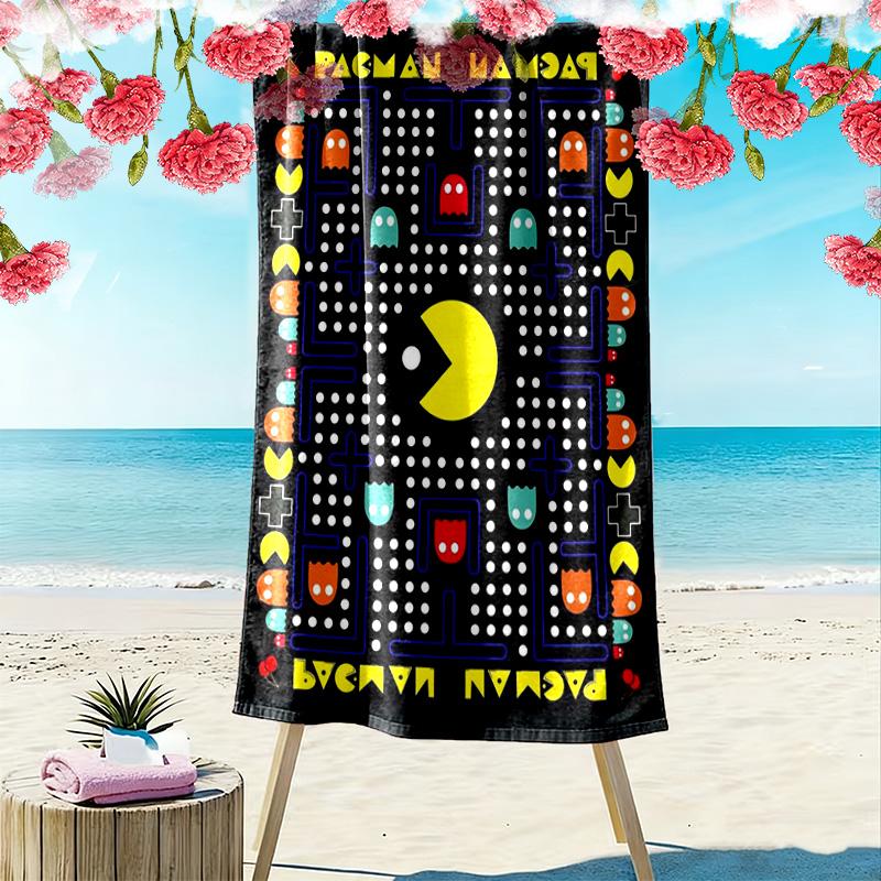 Pacman Print Beach Towel, Large Soft Quick Dry Towel for Beach Camping Swimming