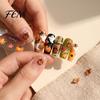Long Lasting Nail Stickers Art for Halloween Thanksgiving, Autumn Turkey Pumpkin Maple 3D Embossed Decals Leaf Manicure Sticker, Waterproof