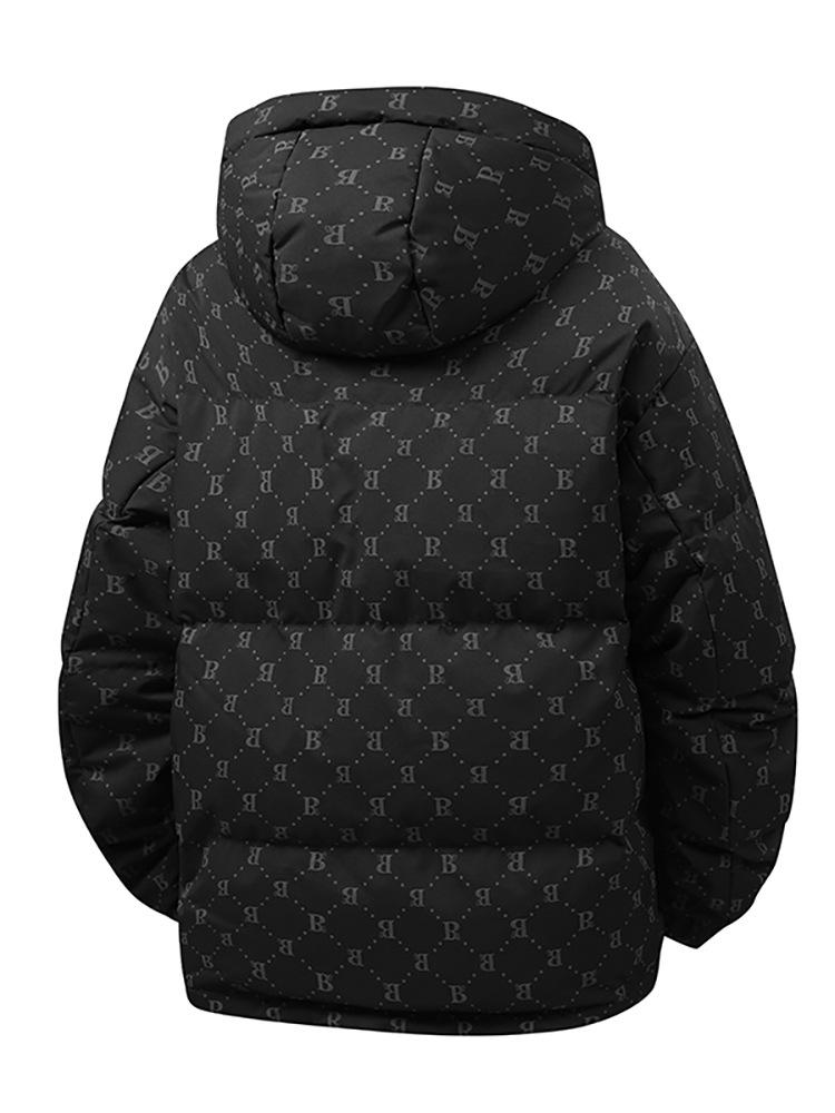 Men's 2025 Winter Down Jacket - French Style, Trendy Korean B-Print, White Duck Down Warm Outerwear.