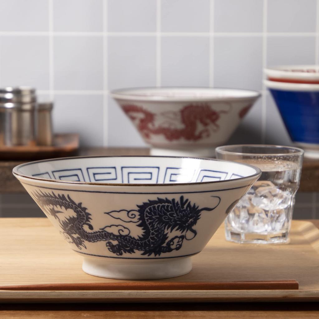 Marusan Kondo Ramen Ssangyong Dishwasher Made in 22503 Bowl, Ceramic, Design, Blue, Safe, Japan,