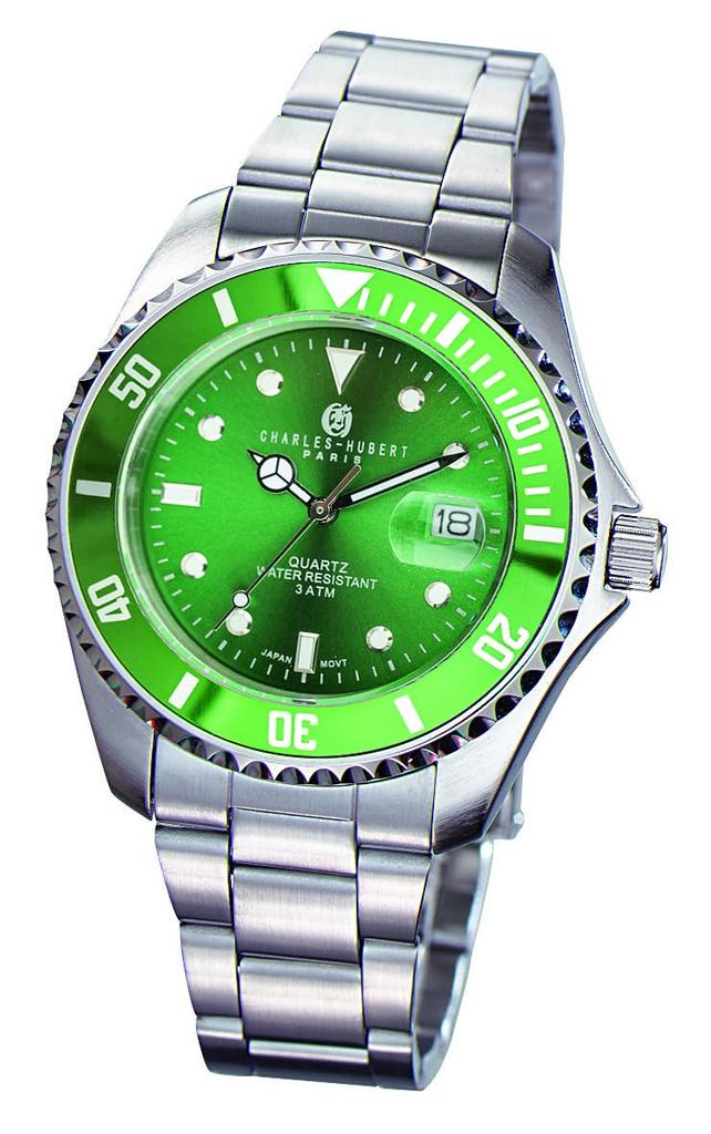 Charles Hubert, Paris 4018 Men's Silver Watch with 3 Hands and Date Display