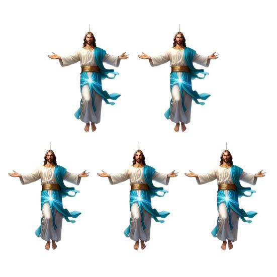 Yousheng 2D Acrylic Jesus Christ Ornament Car Rearview Mirror Hanging Decor Auto Interior Religious Gift for Christian Retro Faith Accessories