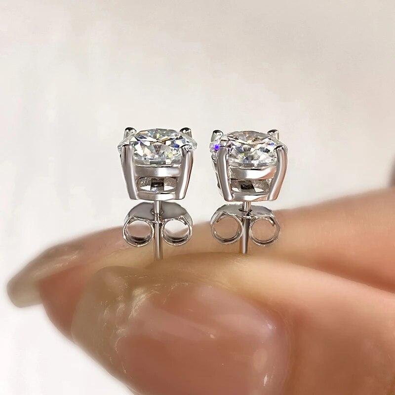D Barva brilantní kulatý broušený laboratorní moissanite diamantové náušnice pro ženy Svatební šperky pozlacené stříbrem 925