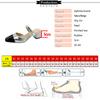 Fashion Aphixta 5cm Square Heels Pearl Dec Women Slides Pointed Toe Flip Flops Patchwork Summer Slides Fashion White Baby Silver Shoes