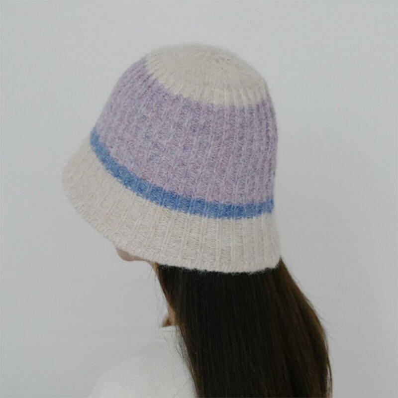 Women s Color Block Knit Bucket Hat Fall Daily Hat black