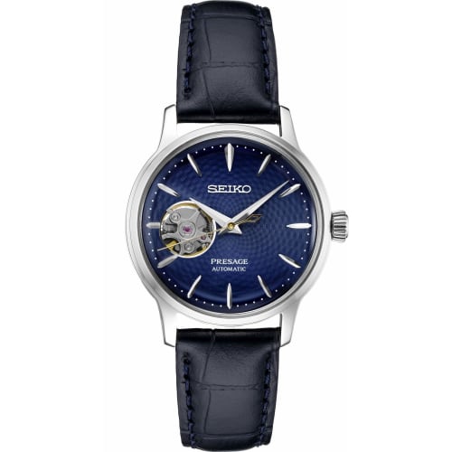 Seiko Presage Automatic Blue Leather Watch SSA785