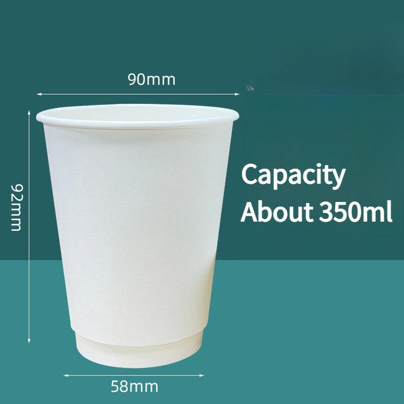 Disposable Coffee Cups Insulation Double-Layer European Style Simplicity Paper Cup with Lid Hollow Insulated Milk Tea Cup Family Party Coffee Shop Use