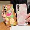 Flowers Fruits Print Case For Samsung S26 Ultra A57 A37 A17 A18 S25 S24 S23 S22 Ultra S21 FE A15 A35 A55 A16 A36 A56 5G Leather Texture Soft Cover