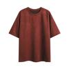 Men's Summer Trend Solid Color Suede Loose Round Neck Pullover Short-sleeved T-shirt
