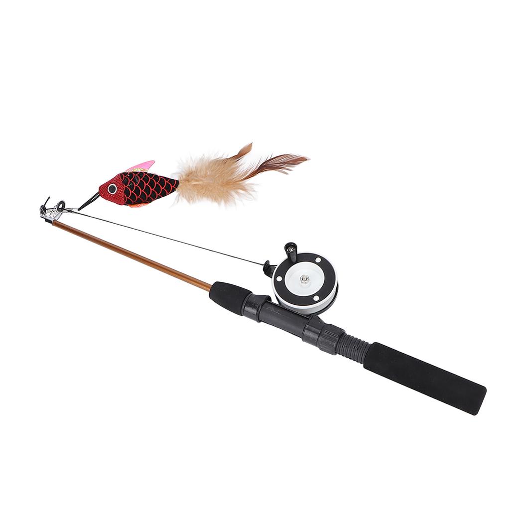 Cat Fishing Pole Toy Bite Resistance Multifunctional Cat Feather Teaser Wand Toy for Cats