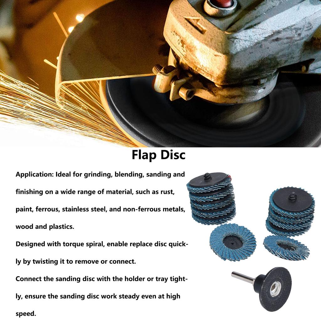 31 Stück 2 Zoll/5 cm flache Fächerscheibe, Körnung 40/60/80, blaues Zirkonoxid-Aluminiumoxid zum Schleifen, Mischen, Schleifen