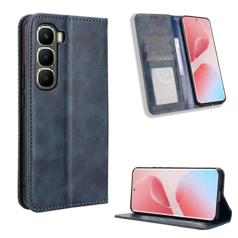 Flip Cases für Infinix Hot 60 Pro+ Plus PU-Leder Ganzkörperschutz Stoßfest Langlebig Retro Handyhülle