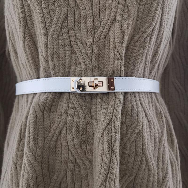 

Leather Womens Wide Belt For Dress And Coat With Alloy Buckle Stylish Accessory For Fall белый