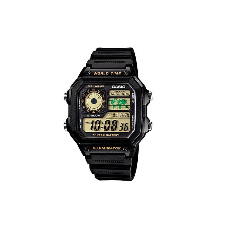 Casio Youth Series Square Dial Digital Retro Ten-Year Power Small Square Electronic 100M Waterproof Electronic Movement Resin Strap AE-1200WH-1B Random Watch Box