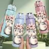 1PC Tiny Mouse Flower Head Wreath 750ml Color Plastic Sports Water Bottle Leakproof Flip Straw Lid Suitable for Sports Office Home Use