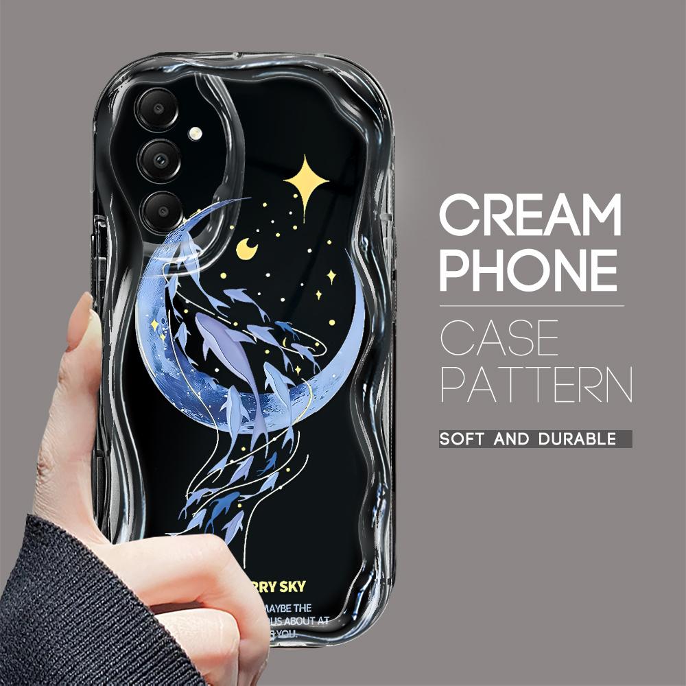 Cute Cartoon Pattern Cream Texture Casing Wavy Edge Soft Silicone Cover Phone Case for Samsung