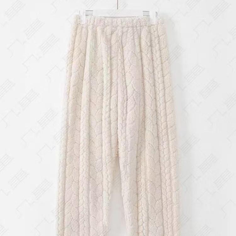 Fleece Verdickt Kältebeständig und Antistatisch Weich Jacquard Weizenähren-Design Damen Loungewear Set