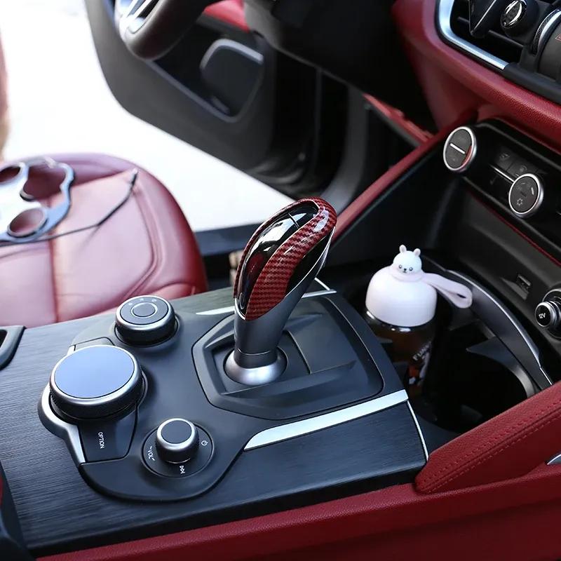 ABS Carbon Style Car Interior Gear Shifter Knob Frame Cover Trim For Alfa Romeo Stelvio Giulia 2017- Interior Accessories