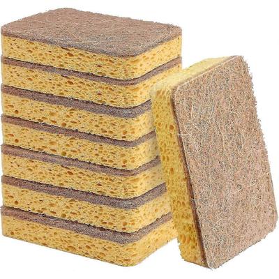 8-Pack Biologisch Afbreekbare Keukensponsjes met Zware Schuurkant voor Milieuvriendelijk Afwassen en Schoonmaaktaken