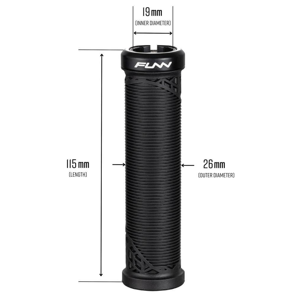 Funn Hilt JR Bicycle Handlebar Grips 19mm Inner Diameter Bike Handlebar Locking Grips with Short Bicycle Grips for and Boys - Single-Sided Lock-On