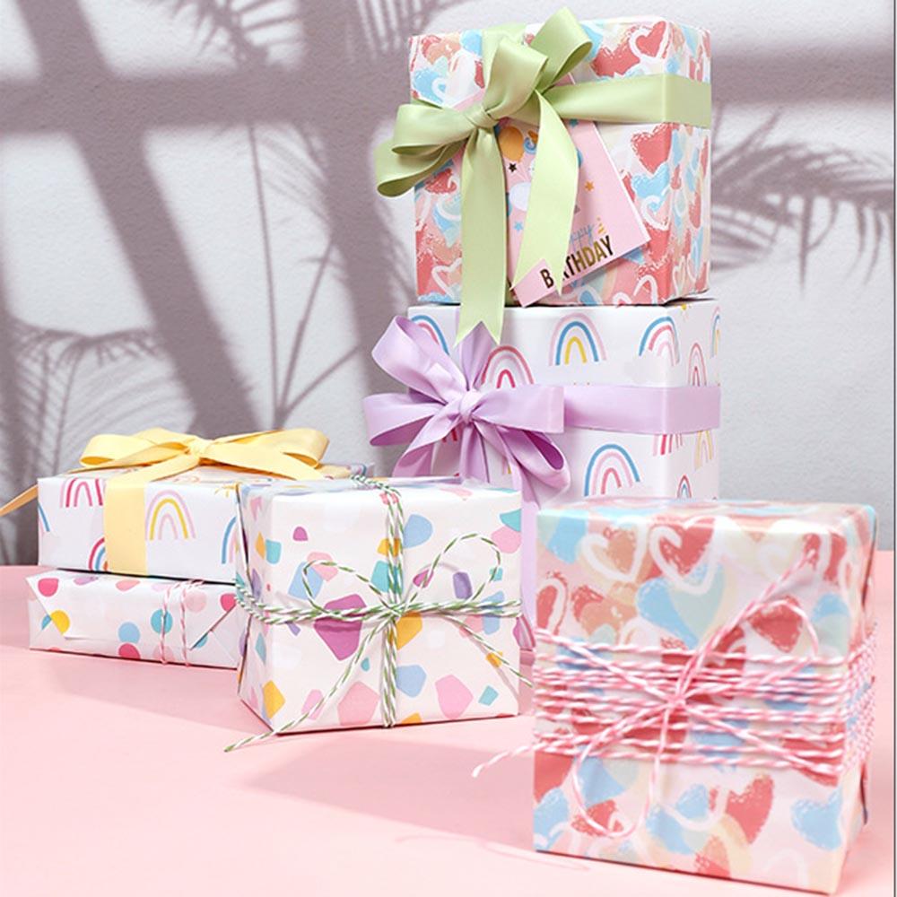 300*43cm 1 Roll Wrapping Paper Rainbow Polka Dots Star Gift Packaging Paper DIY Craft Paper Festival Birthday Gift Decor Paper