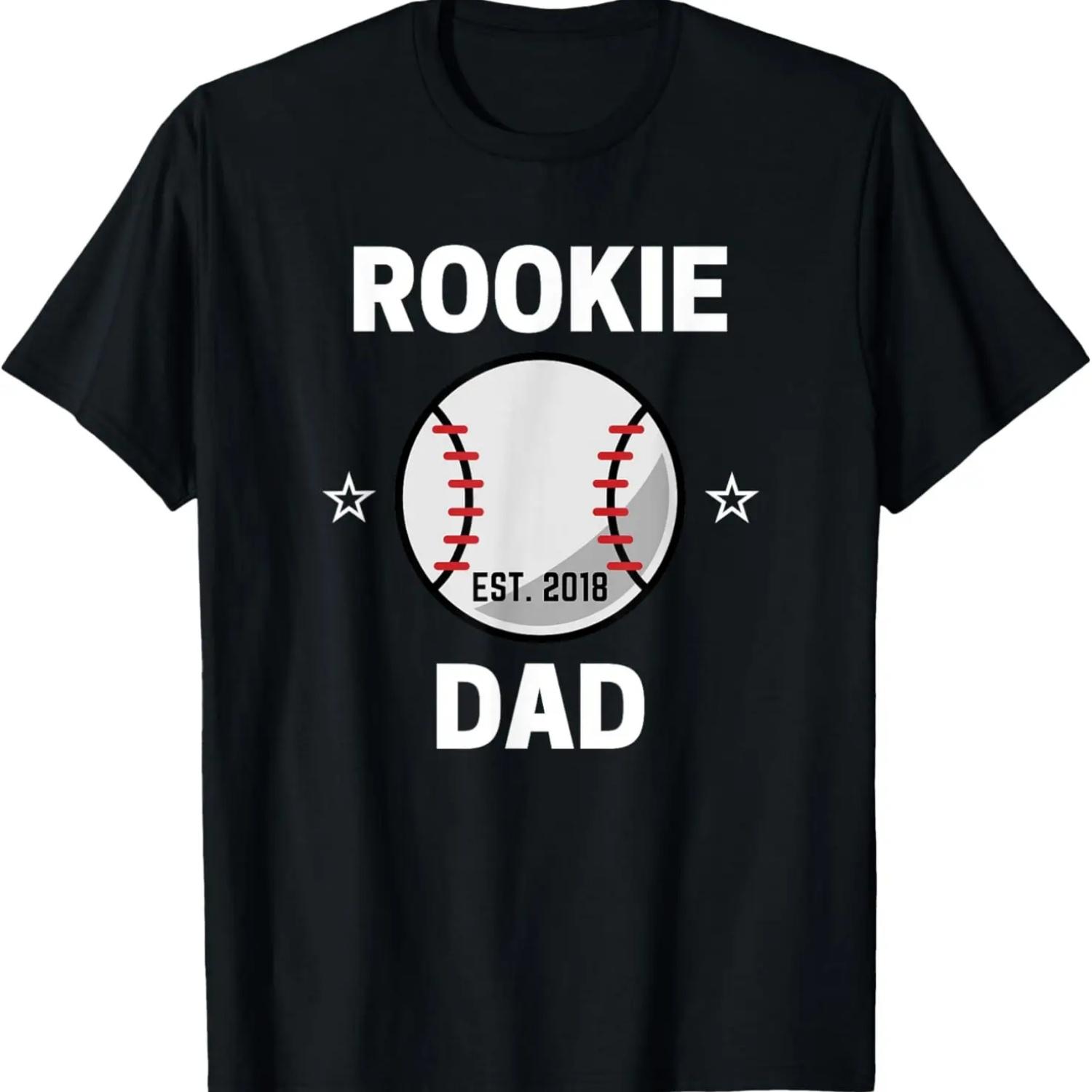 Mens Rookie Dad Baseball Lover 2018 New Dad To Be T-Shirt XXXXXL чёрный