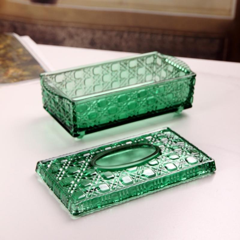 Minimalist Glass Tissue Box Organizer For Countertop Decoration And Small Item Storage Paper Towel Dispenser