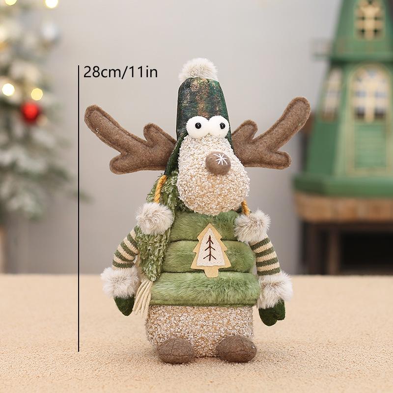 Cross-border Reindeer Plush Toy: Green Fabric Fawn Christmas Ornament for Hotel Window Display