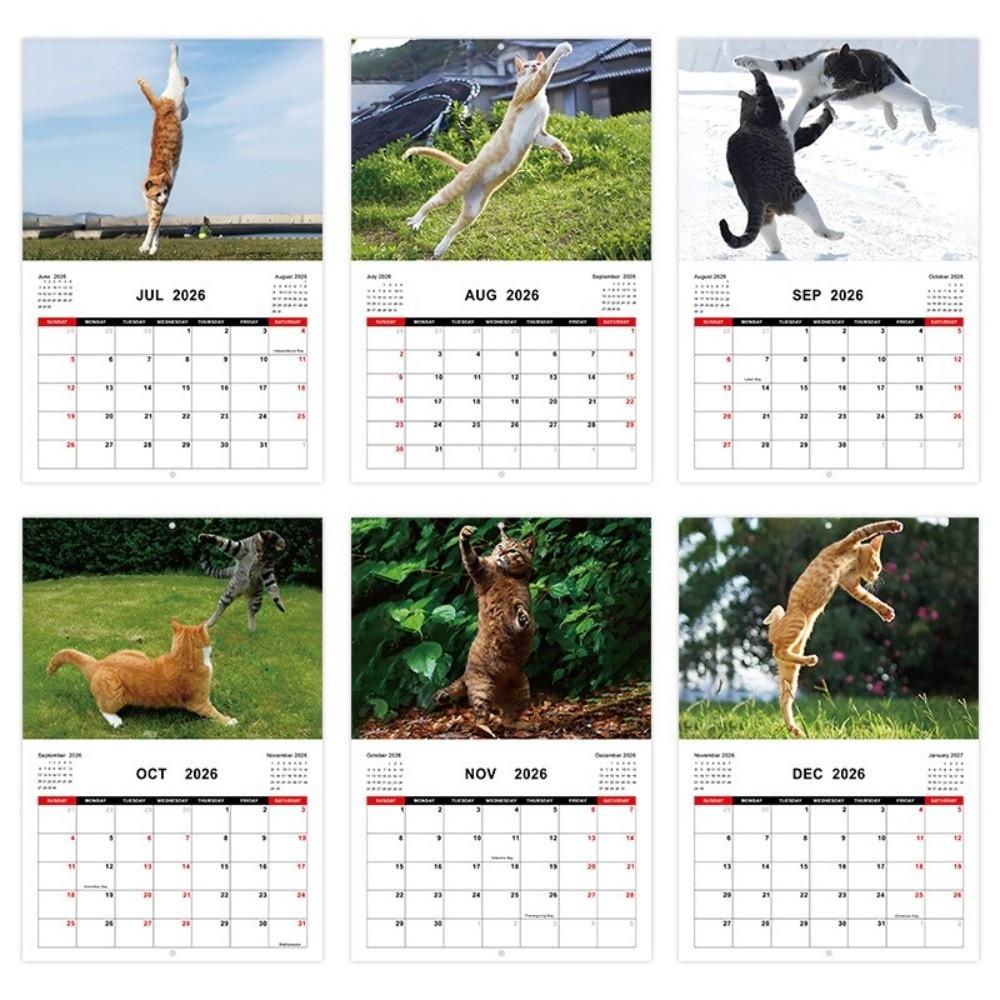 Cartoon Animal Pissed-off Cats Calendar 12 Month Working Dog Planner Wall Calendar  Home Decoration