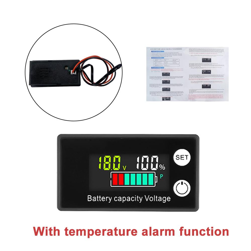 DC 8-100V Batterie Spannungsmonitor Messgerät mit Alarm Lithium-Ionen Kapazitätsanzeige LCD-Display für Blei-Säure Ternäre Eisenbatterie