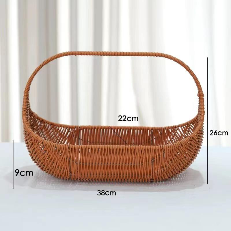 Pastoral-Style Handwoven Rattan Flower Basket - Small Decorative Green Plant Basket