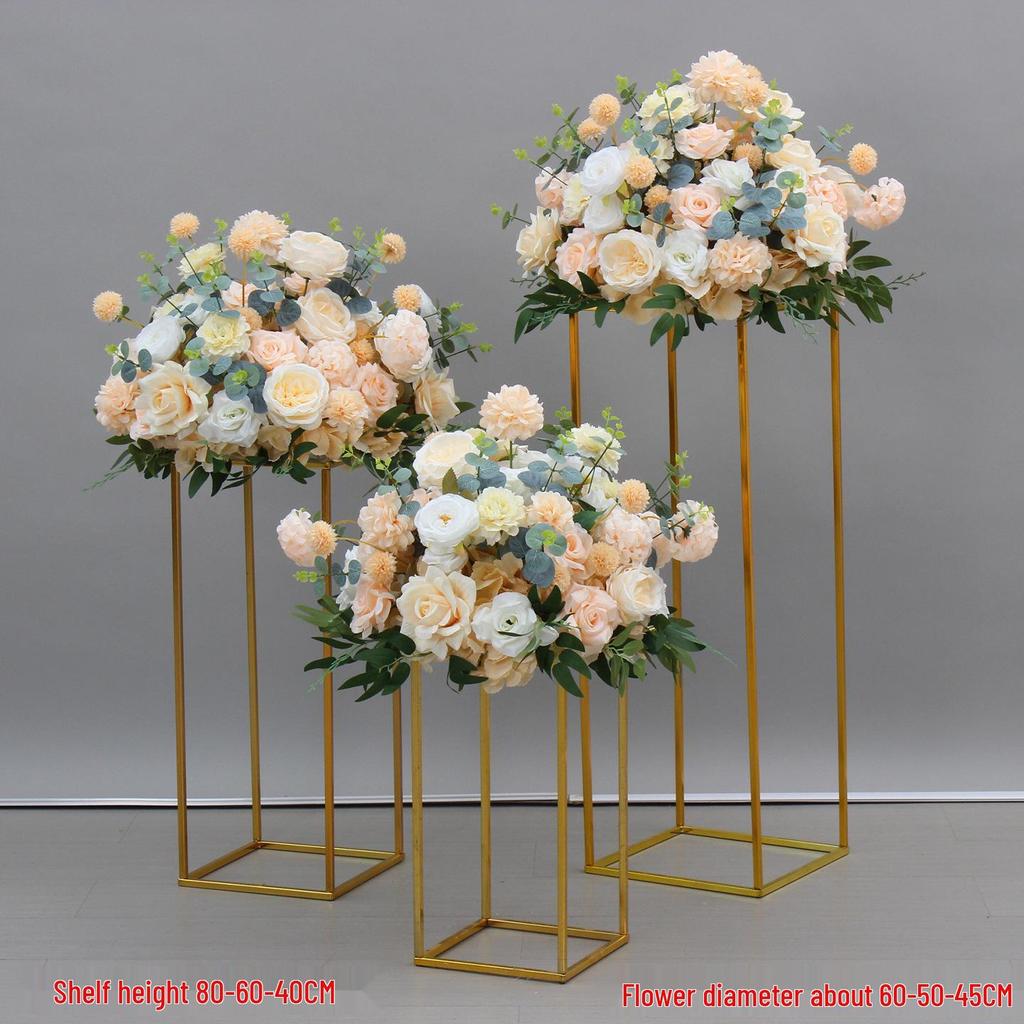 Simulated Silk Floral Arrangement: Round Flower Ball for Aisle, Table, or Wedding Stage Decoration.