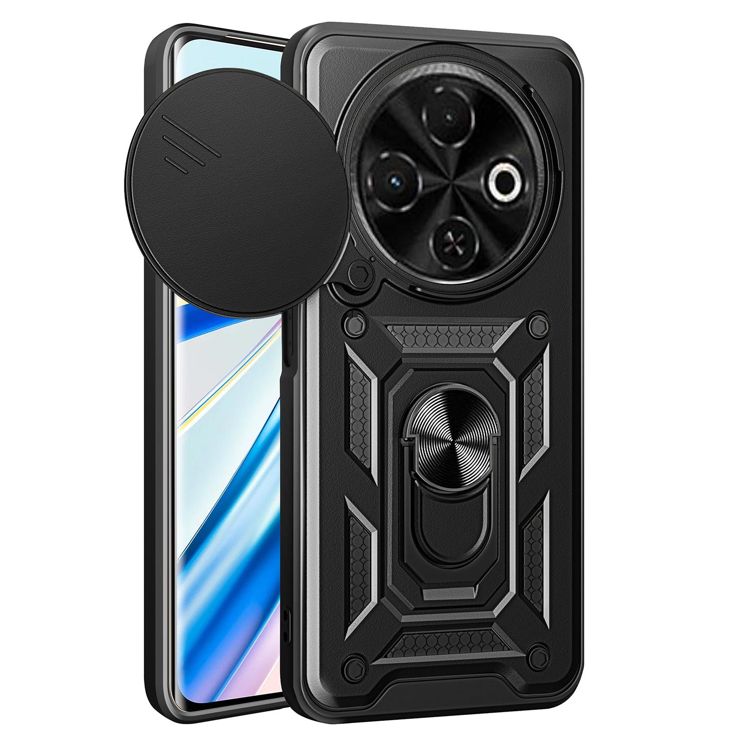 

Чохол для TECNO Spark 30C 4G з кришкою-слайдером для камери, PC+TPU, з підставкою, чохол для телефону Black