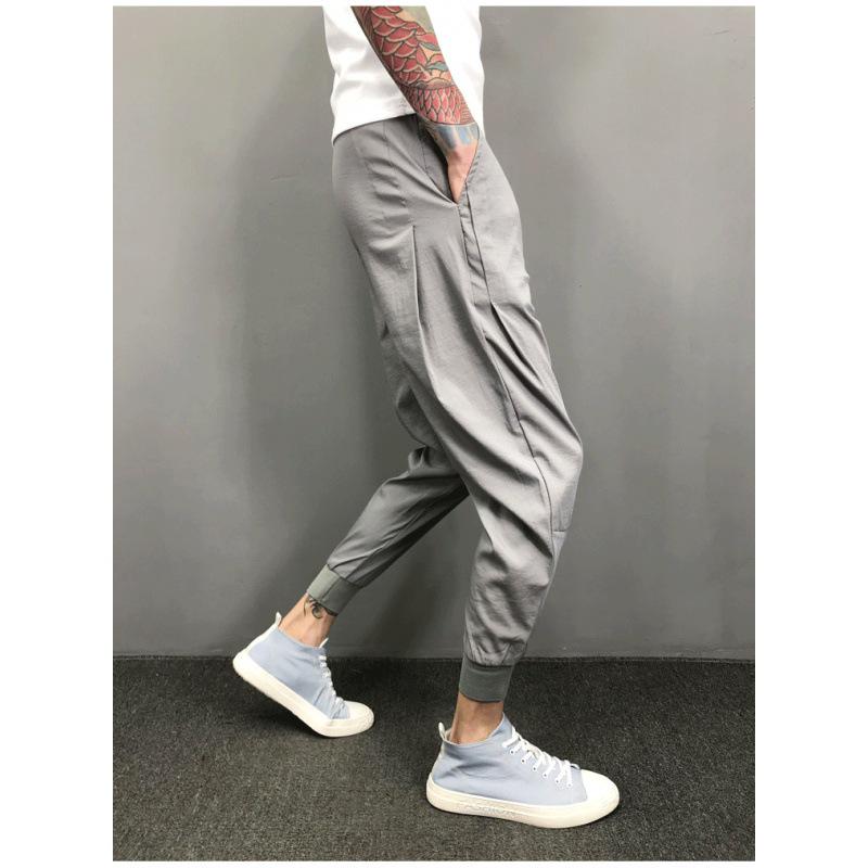 Men's Solid Color Nine-Point Cuffed Harem Pants - Trendy Autumn Wide-Leg Radish Streetwear