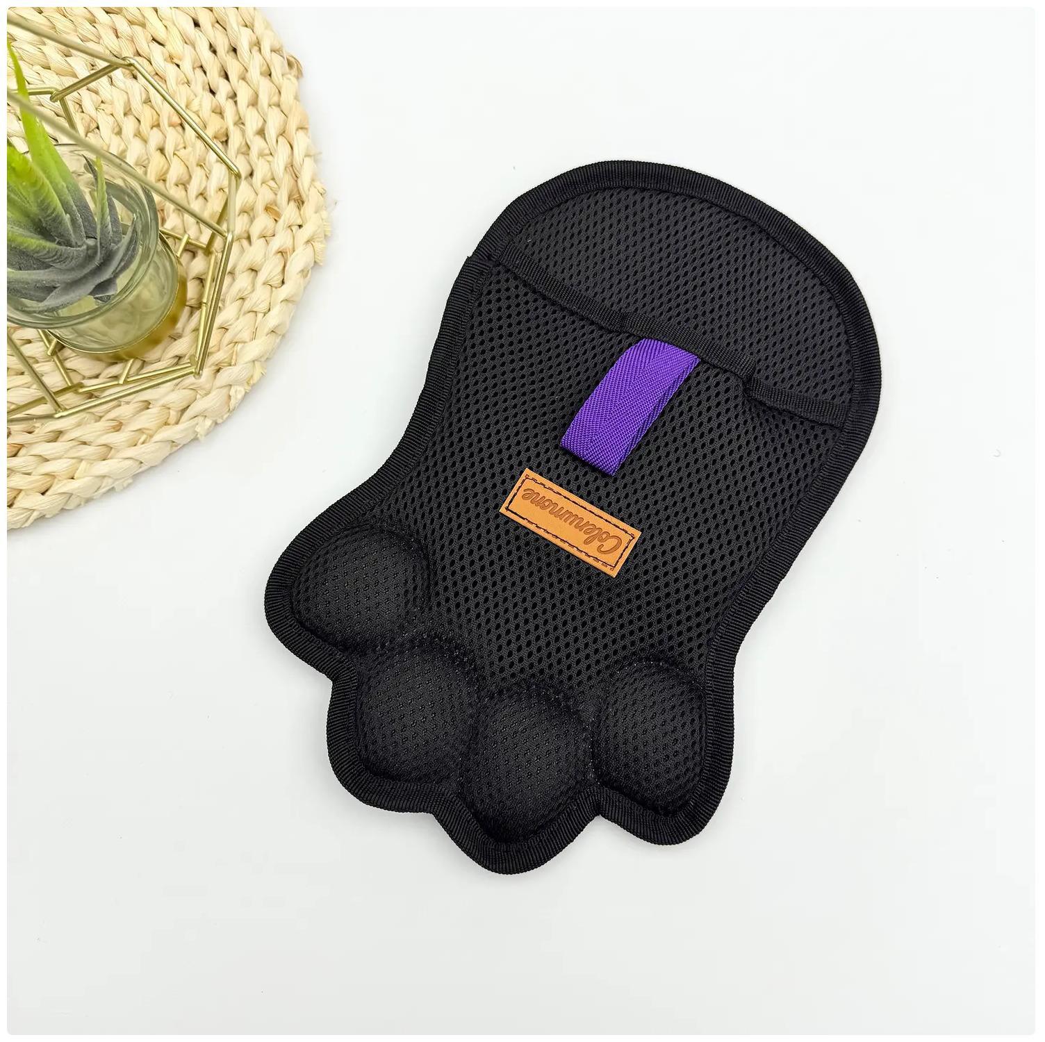 

Pet Hair Removal Gloves & Brush - Cute Cat Paw Design for Cats & Dogs чёрный