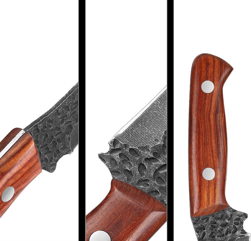 4dílná sada kuchyňských nožů Ostrý nerezový sekáček na zeleninu Dřevěná rukojeť Kuchařský nůž Grilovací nože Řeznický nůž