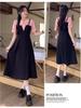 Plus Size Faux Two-Piece Spliced Design Slimming Little Black Dress for a Flattering Summer Look