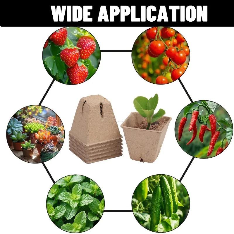 Degradable Paper Pulp Seedling Nursery Pots Eco Friendly Germination Planter Cups For Garden Flowers Herbs Orchard Plant Cultivation