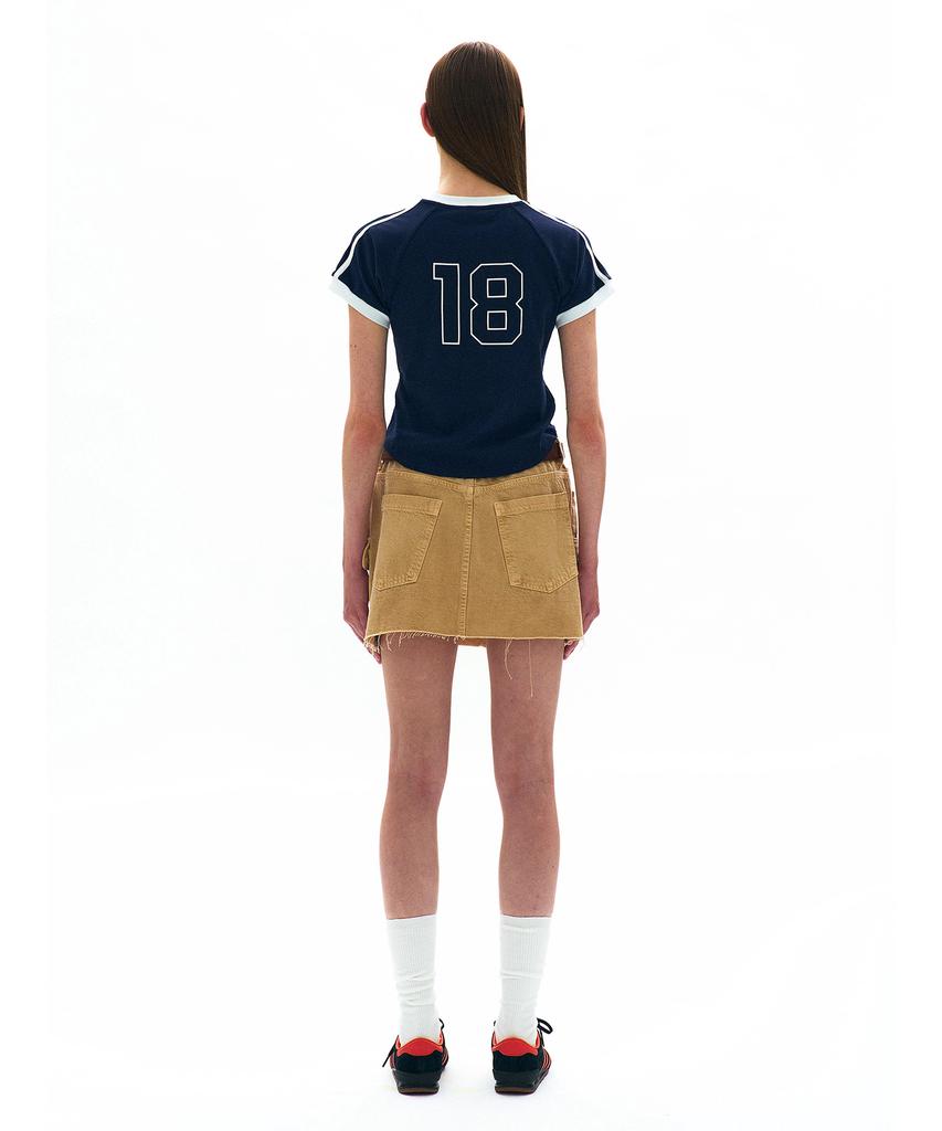 PARTIMENTO WOMEN College Striped Ringer Tee_Navy