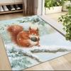 Winter Squirrel Pinecone Carpet Rug Soft Washable Anti Slip Home Living Room Sofa Mats Personalized Christmas Rug