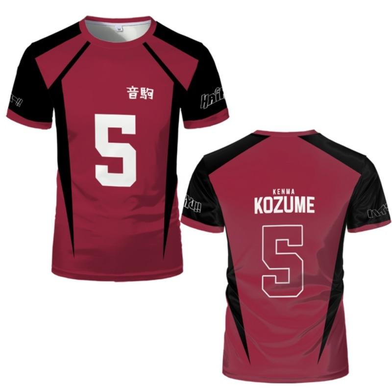 Anime Haikyuu Nekoma Jersey Uniform T-shirt Kozume Tetsurou Kuroo Cosplay Costume High School Volleyball Club Men Sportswear Tee