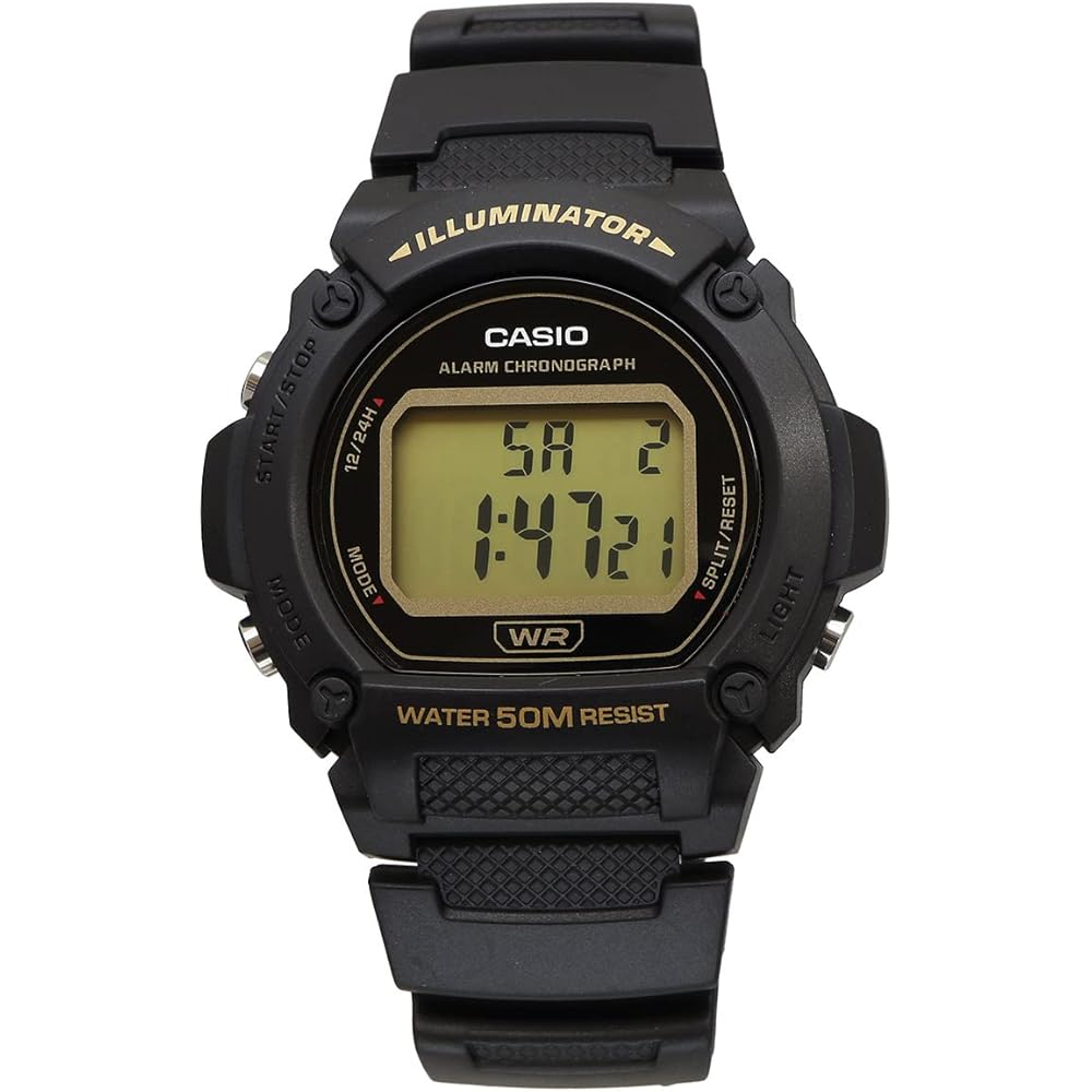 Casio Standard Digital Watch W-219H-1A2V Men's Black Gold Genuine Box Imported Model