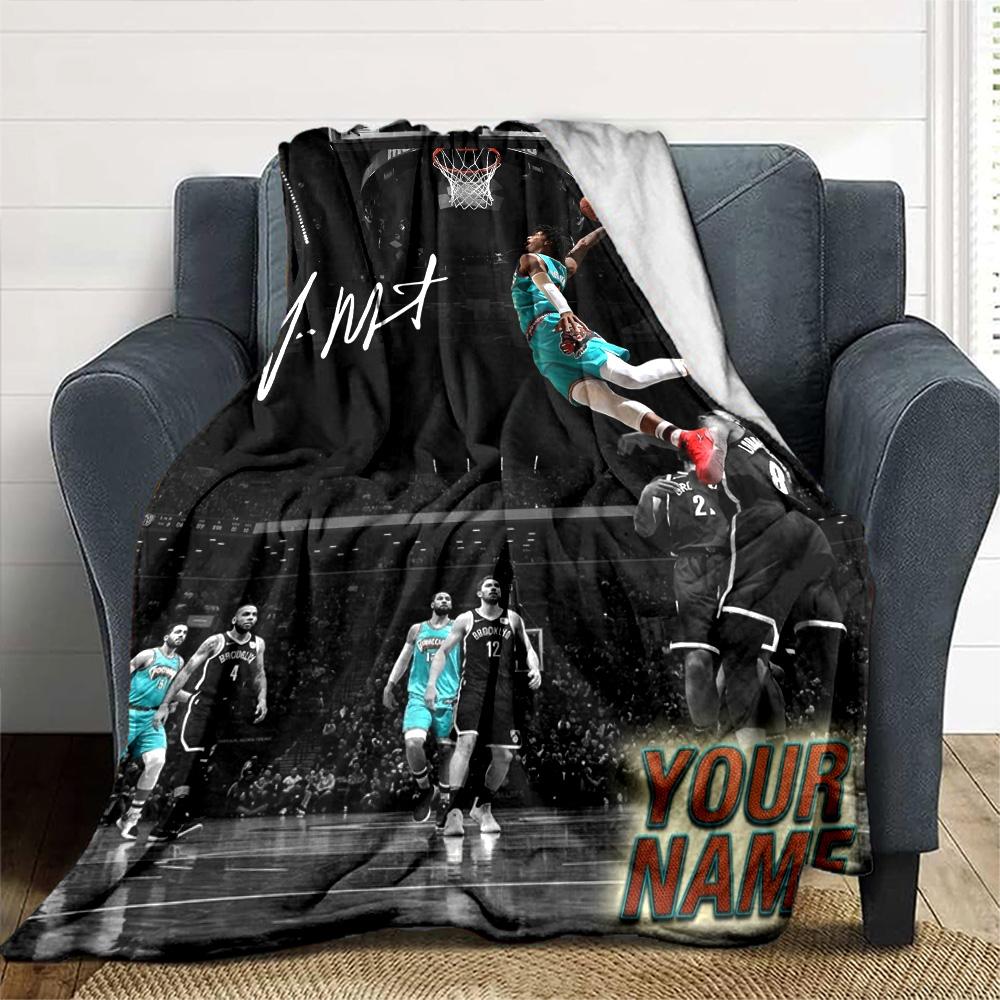 Name Custom Ja Morant Print Flannel Blanket High Quality Warm Comfortable Cover for All Seasons Perfect for Gifts Home Decor