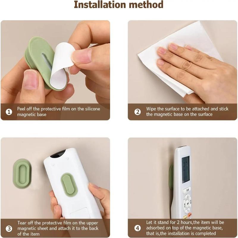 Magnetic Remote Control Holder Wall Mount Hole Free Upgrade Remote Control Organizers Storage Self-Adhesive
